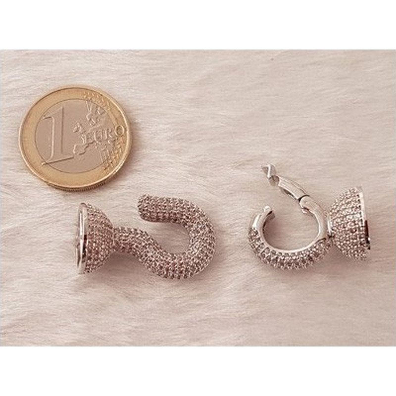 Designschliesse 40mm mit Strass, Metall-Silberfarbe