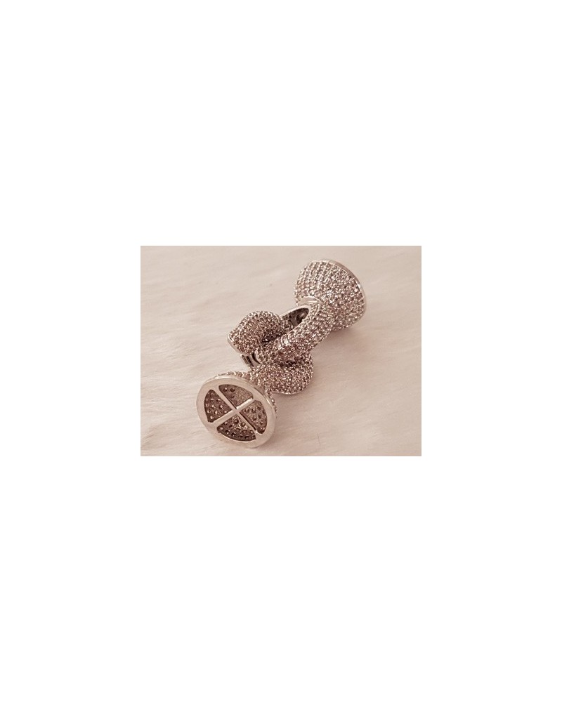 Designschliesse 40mm mit Strass, Metall-Silberfarbe