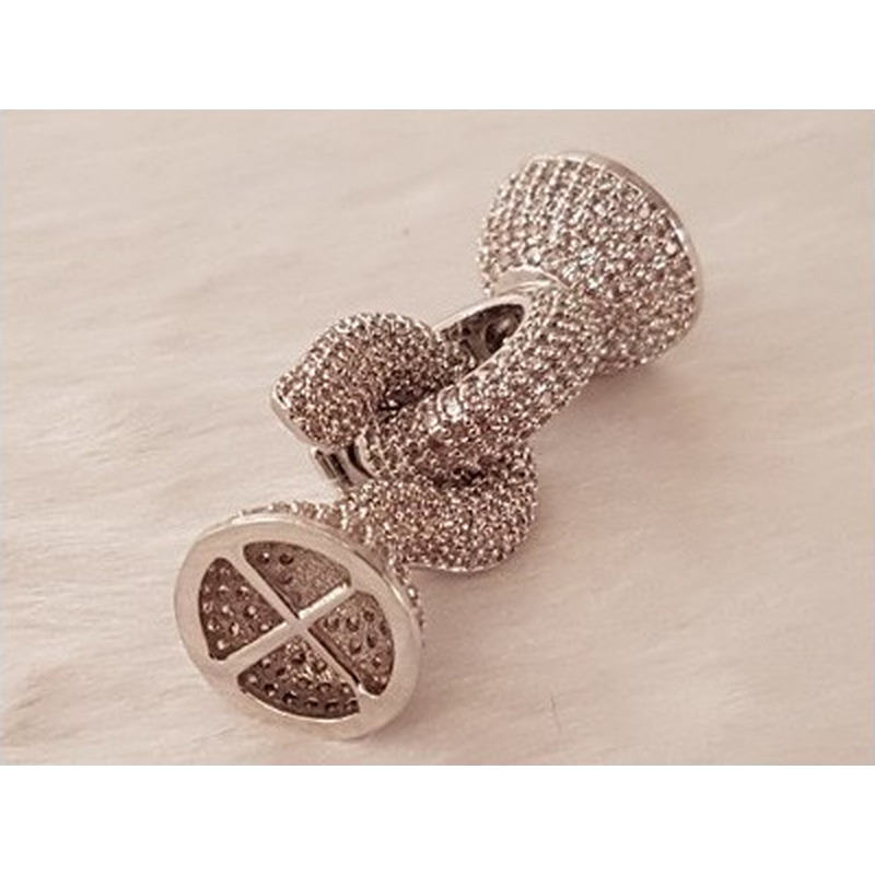 Designschliesse 40mm mit Strass, Metall-Silberfarbe