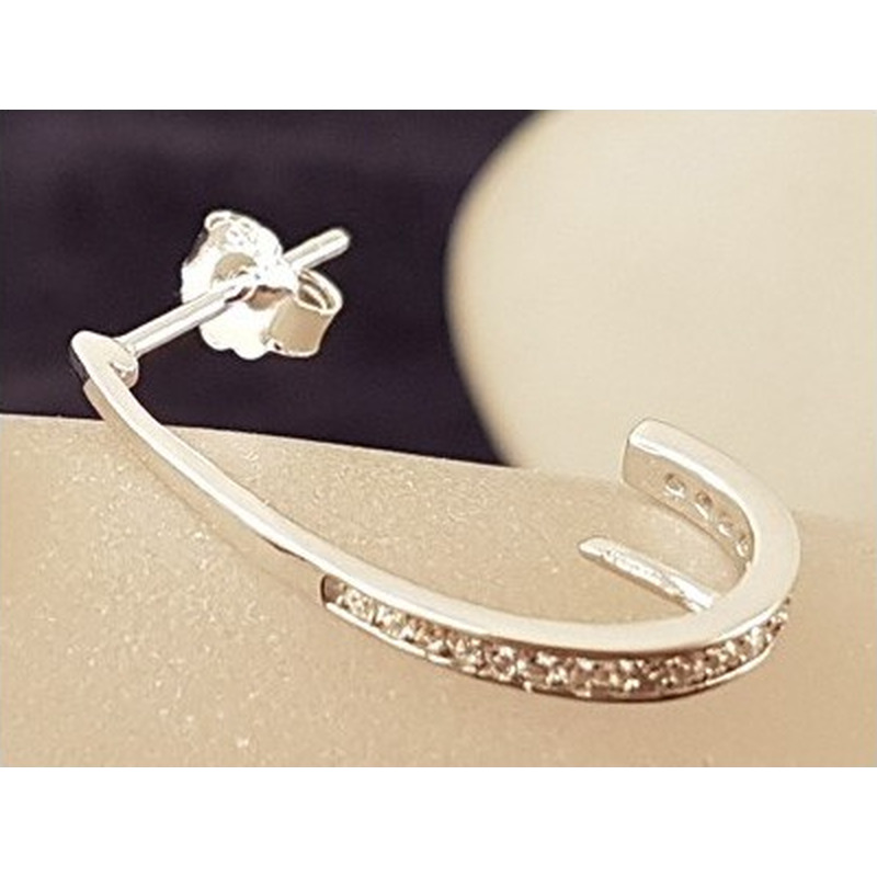 2 Stk. Ohrhaken 24mm, 925 Silber rhodiniert, Strass