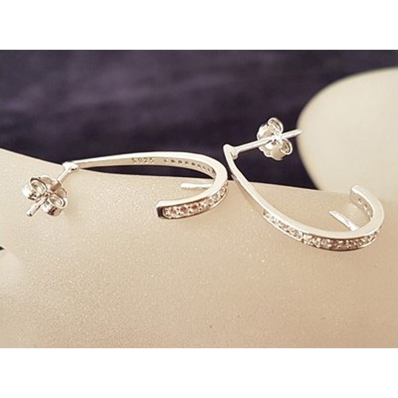 2 Stk. Ohrhaken 24mm, 925 Silber rhodiniert, Strass