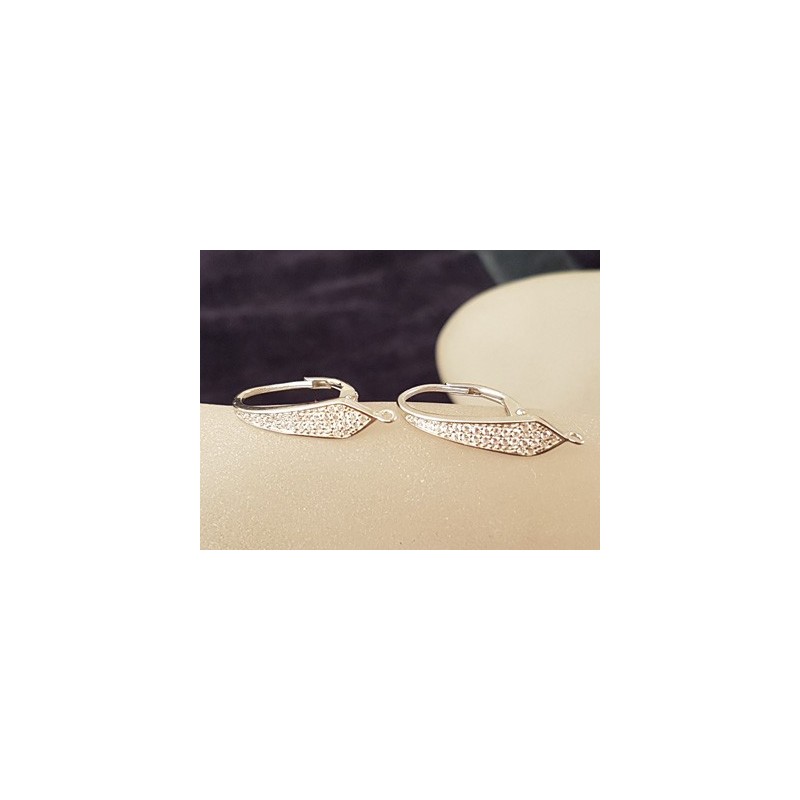 2 Stk. Brisur 12x23mm, 925 Silber rhodiniert, Strass