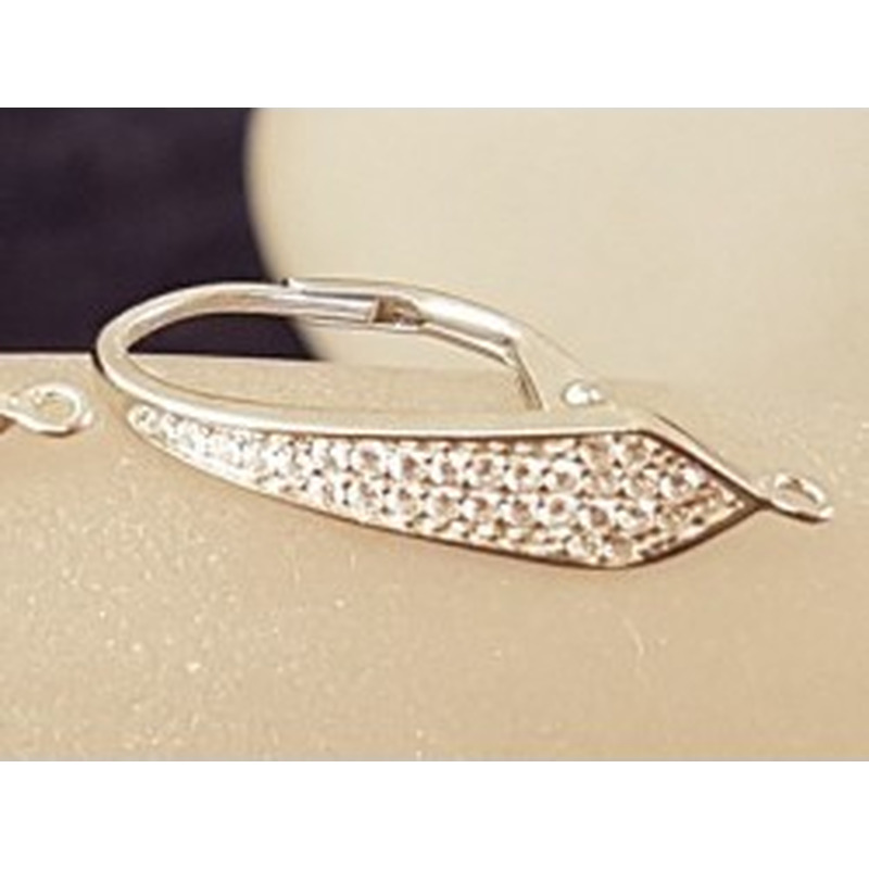 2 Stk. Brisur 12x23mm, 925 Silber rhodiniert, Strass