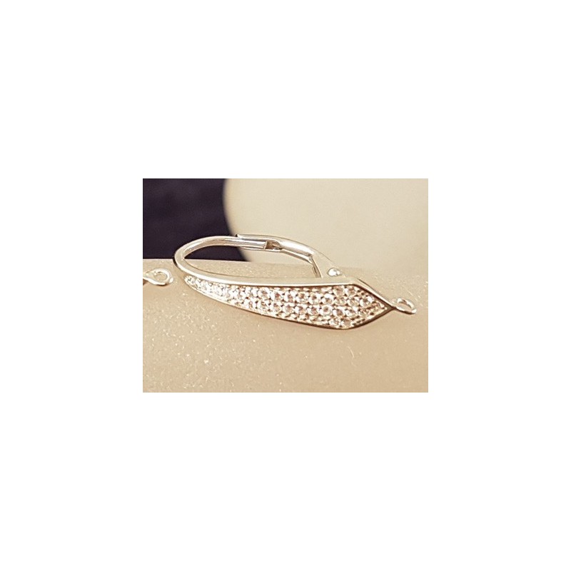 2 Stk. Brisur 12x23mm, 925 Silber rhodiniert, Strass