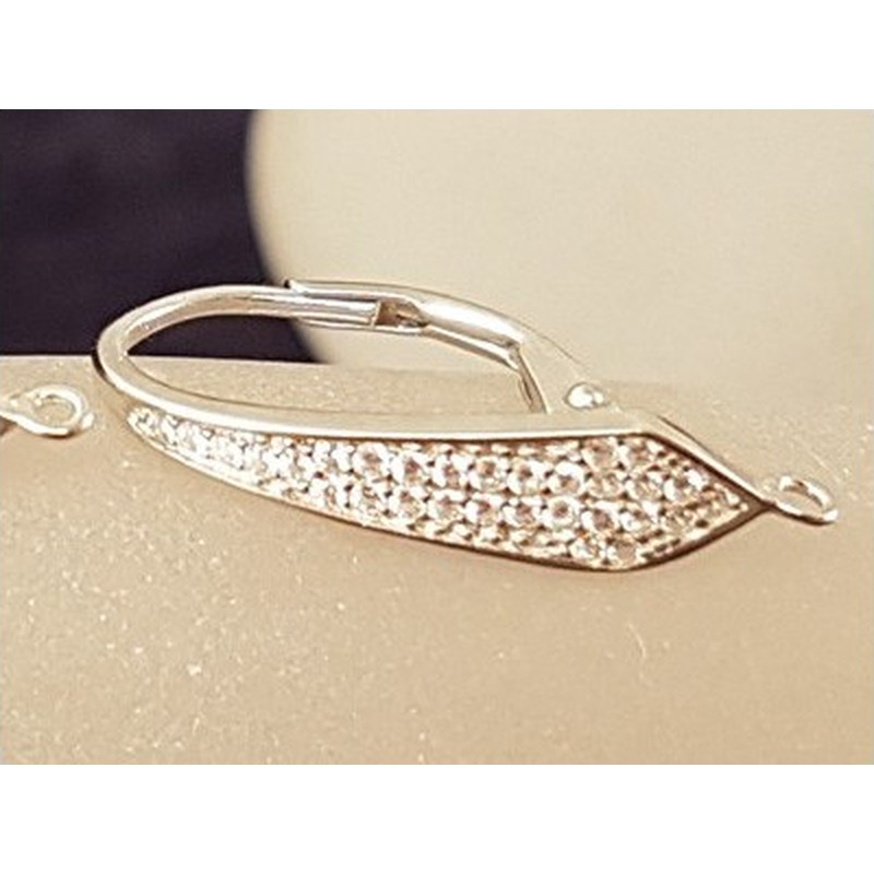 2 Stk. Brisur 12x23mm, 925 Silber rhodiniert, Strass