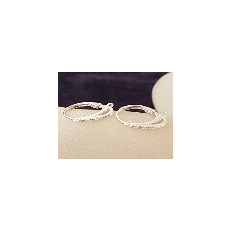 2 Stk. Brisur 12x17mm, 925 Silber rhodiniert, Strass