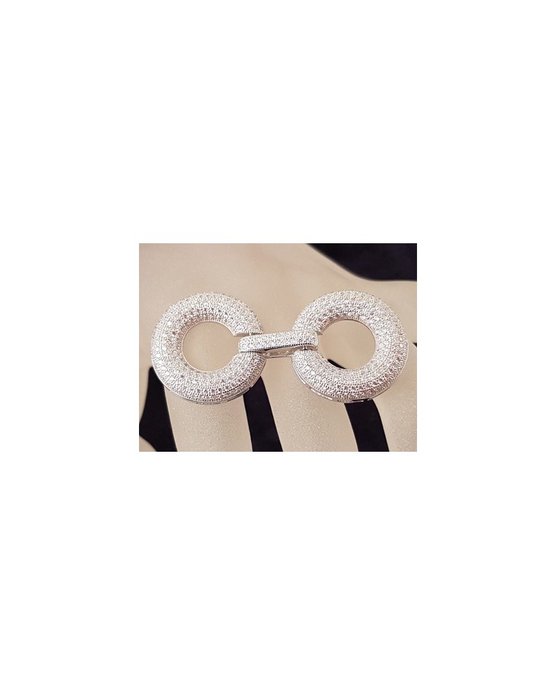 Schliesse 24x50mm, 925 Silber rhodiniert, Strass