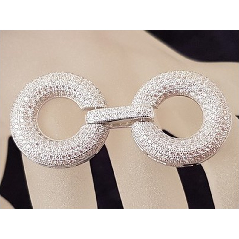 Schliesse 24x50mm, 925 Silber rhodiniert, Strass