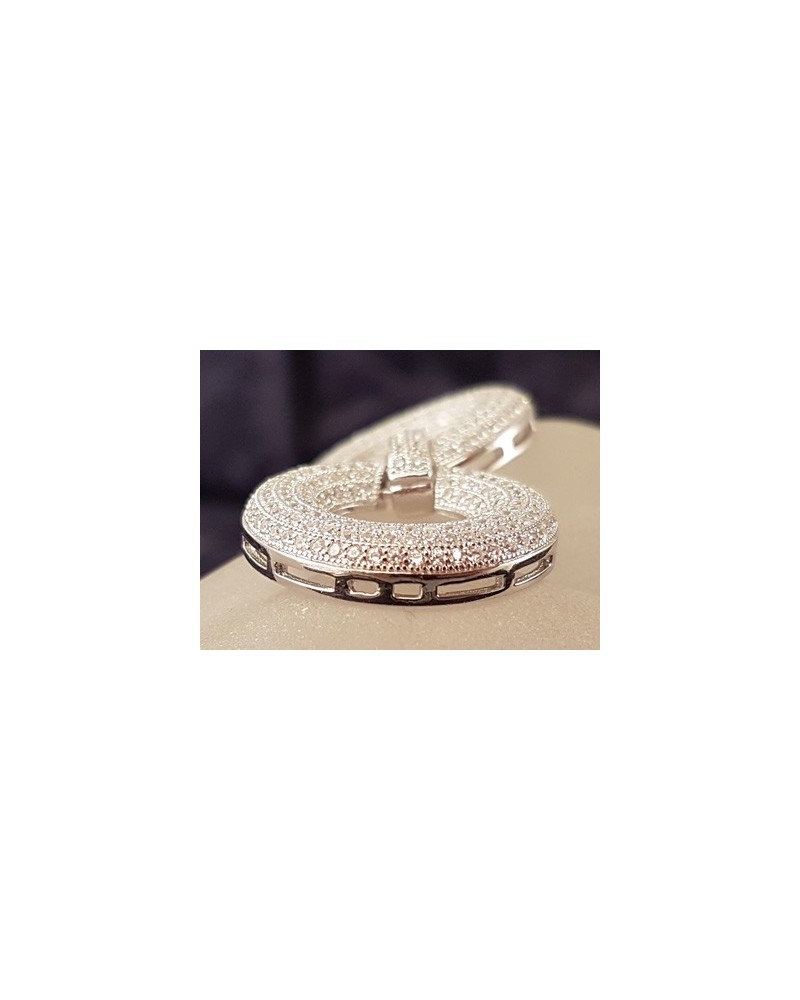 Schliesse 24x50mm, 925 Silber rhodiniert, Strass