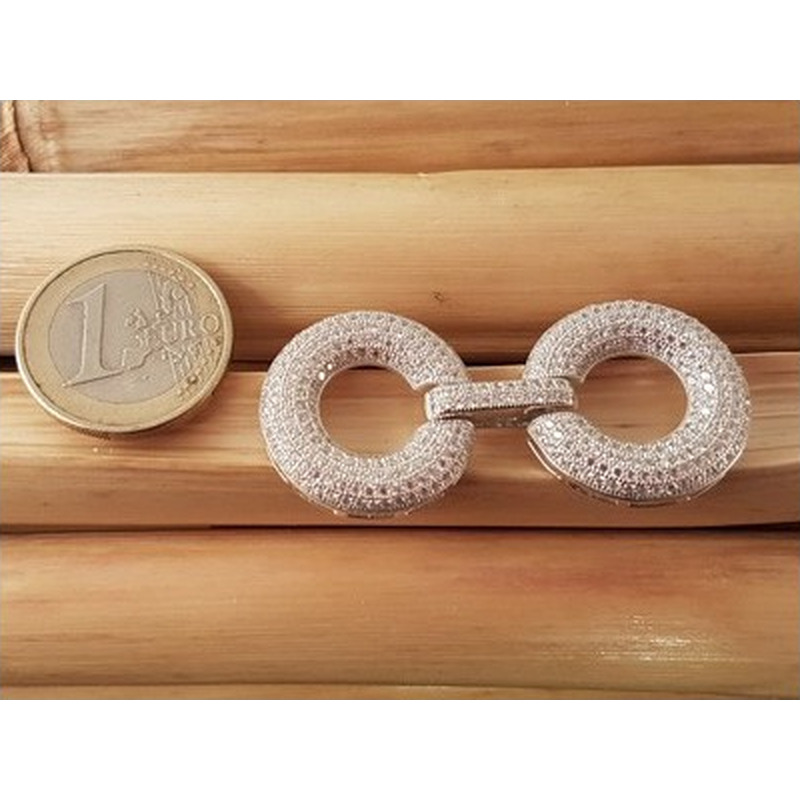 Schliesse 24x50mm, 925 Silber rhodiniert, Strass