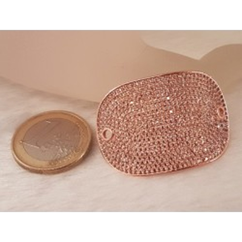 Zwischenteil-Link Strass 40x27mm, Messing rosegold 2