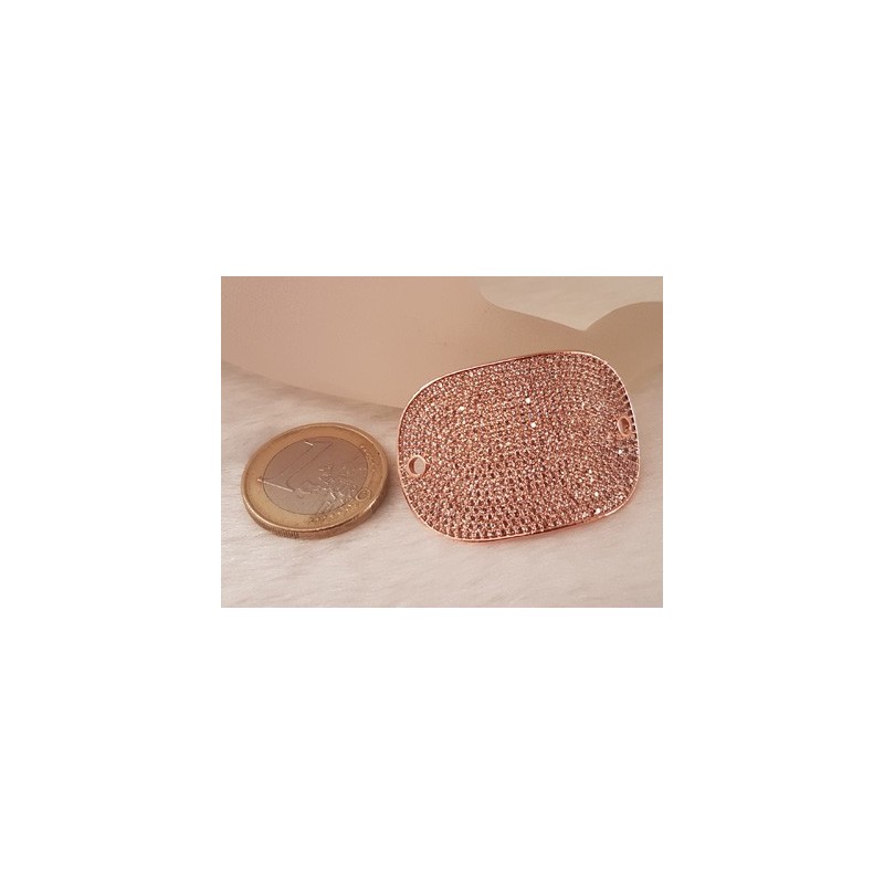 Zwischenteil-Link Strass 40x27mm, Messing rosegold