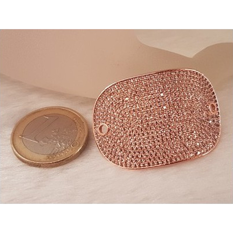 Zwischenteil-Link Strass 40x27mm, Messing rosegold