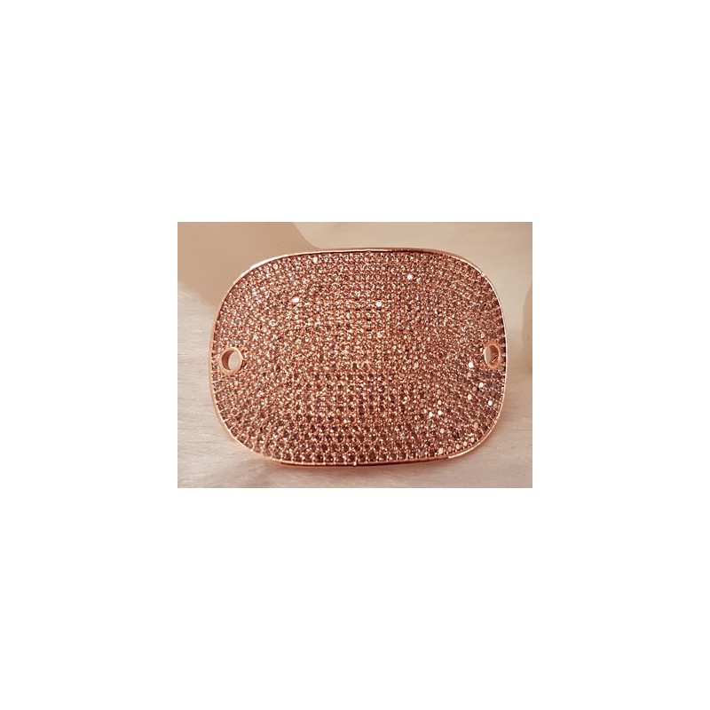 Zwischenteil-Link Strass 40x27mm, Messing rosegold