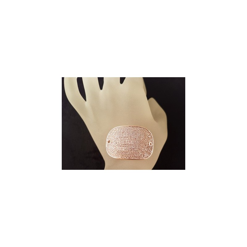 Zwischenteil-Link Strass 40x27mm, Messing rosegold