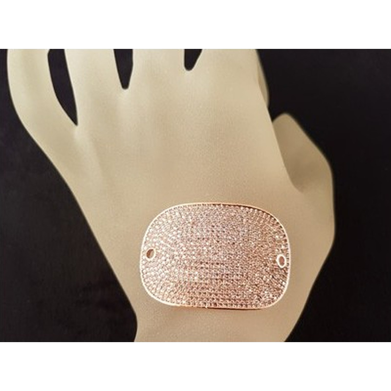 Zwischenteil-Link Strass 40x27mm, Messing rosegold