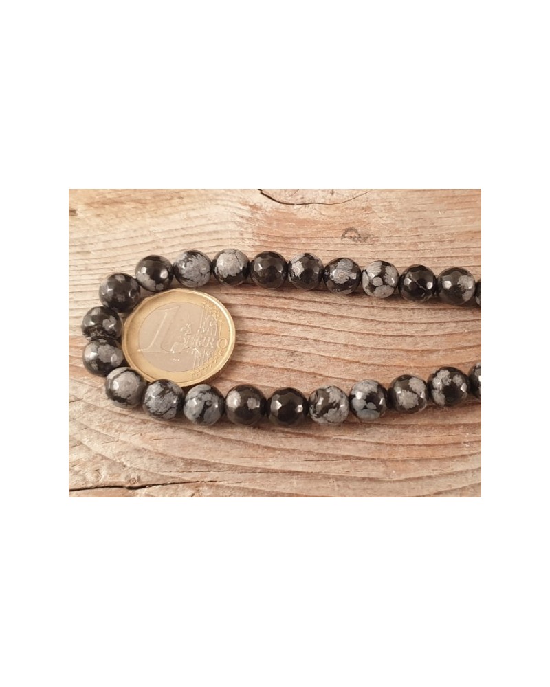 Schneeflocken Obsidian Kette 8mm facettiert