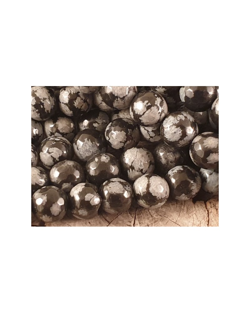 Schneeflocken Obsidian Kette 8mm facettiert