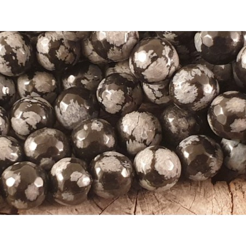 Schneeflocken Obsidian Kette 8mm facettiert