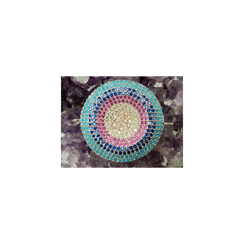 Zwischenteil-Link Strass 28mm, Messing silberfarben