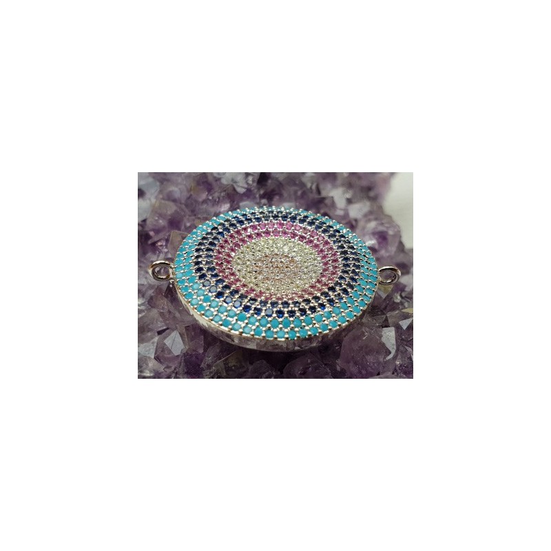 Zwischenteil-Link Strass 28mm, Messing silberfarben