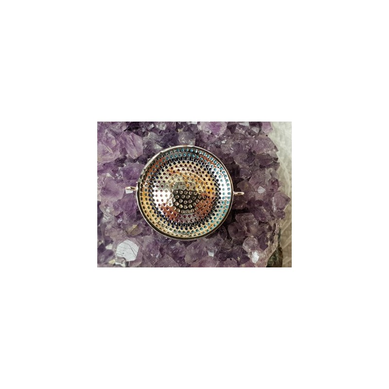 Zwischenteil-Link Strass 28mm, Messing silberfarben