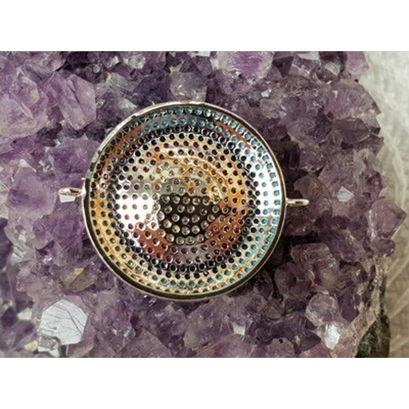 Zwischenteil-Link Strass 28mm, Messing silberfarben