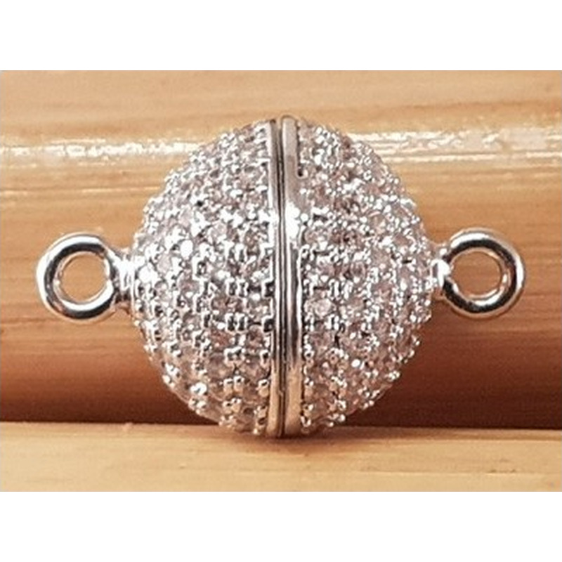 Magnetschliesse 12mm silberfarben, Strass, geklebt