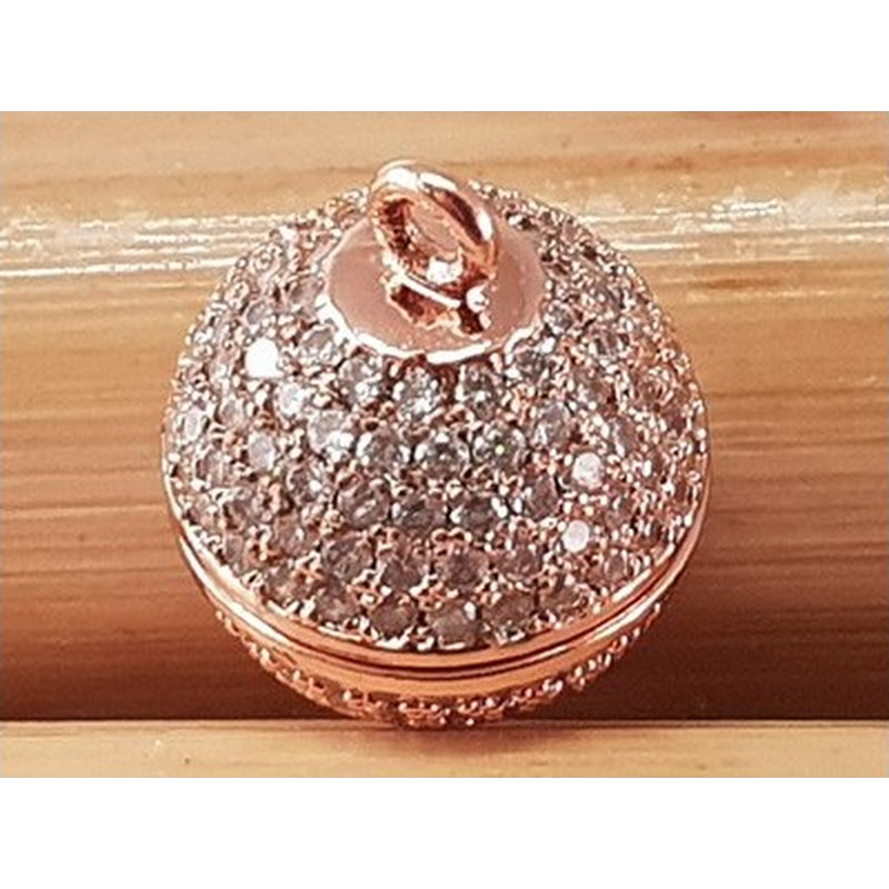 Magnetschliesse 12mm rosegoldfarben, Strass, geklebt