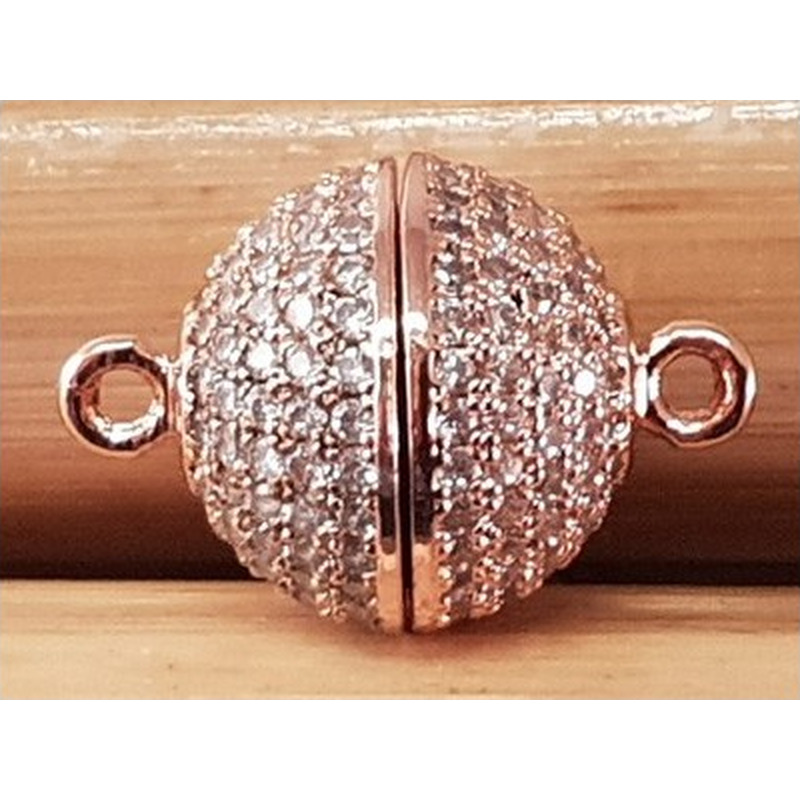 Magnetschliesse 12mm rosegoldfarben, Strass, geklebt