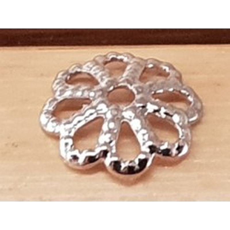 Zwischenteil, Perlenkappe 6mm, Metall rhodium