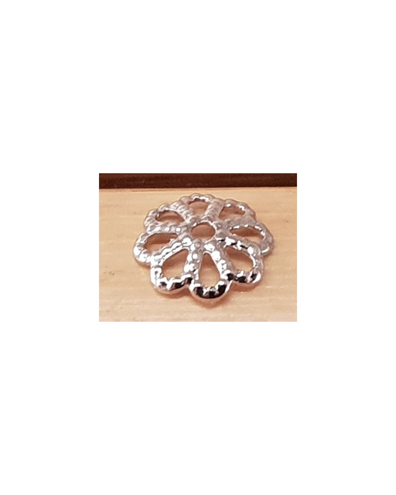 Zwischenteil, Perlenkappe 6mm, Metall rhodium