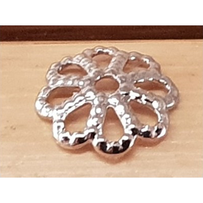 Zwischenteil, Perlenkappe 6mm, Metall rhodium