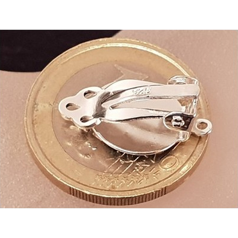 2 Stk. Ohrclip 12mm mit Öse, 925 Silber rhodiniert