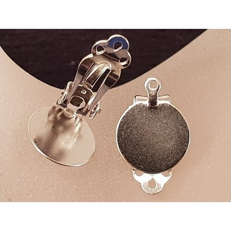 2 Stk. Ohrclip 12mm mit Öse, 925 Silber rhodiniert