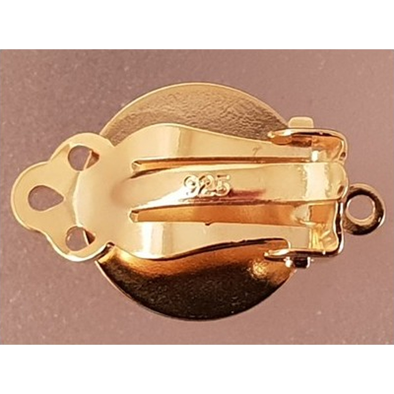 2 Stk. Ohrclip 12mm mit Öse, 925 Silber vergoldet