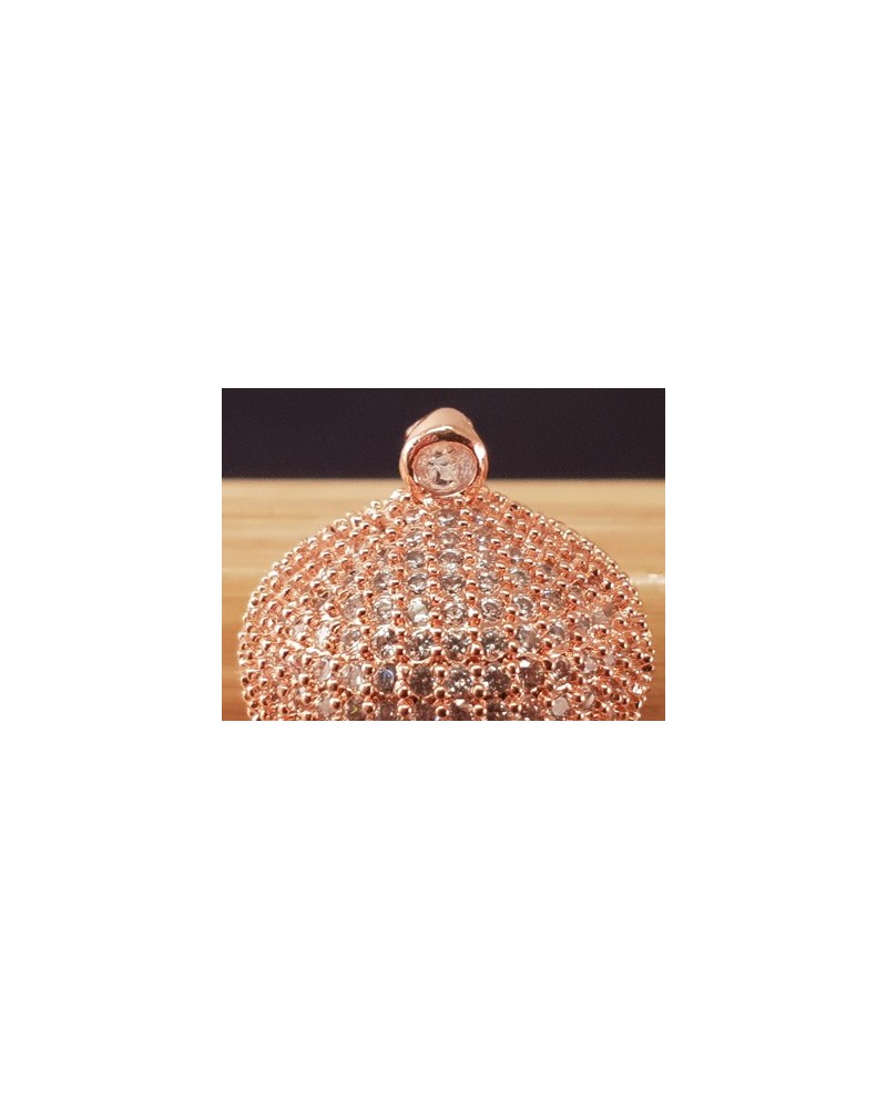 Perlenkappe, Messing rosegoldfarben, Strass