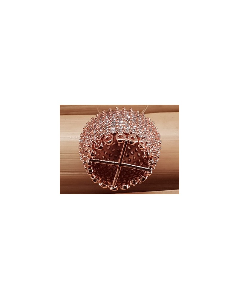 Perlenkappe, Messing rosegoldfarben, Strass