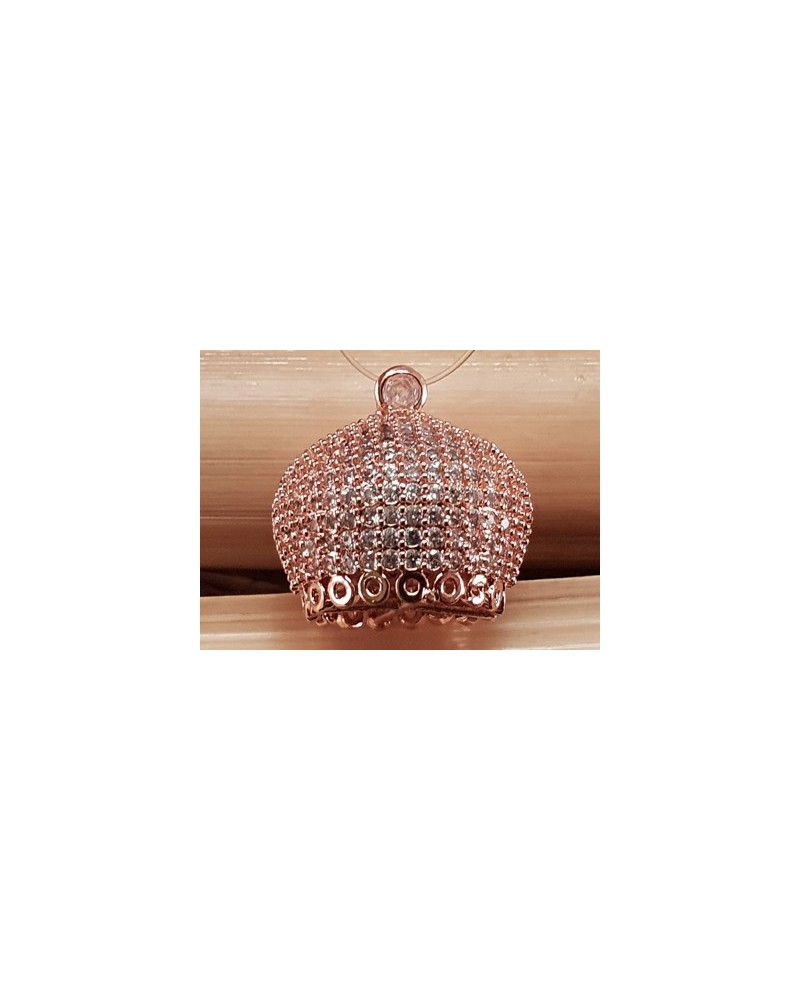 Perlenkappe, Messing rosegoldfarben, Strass