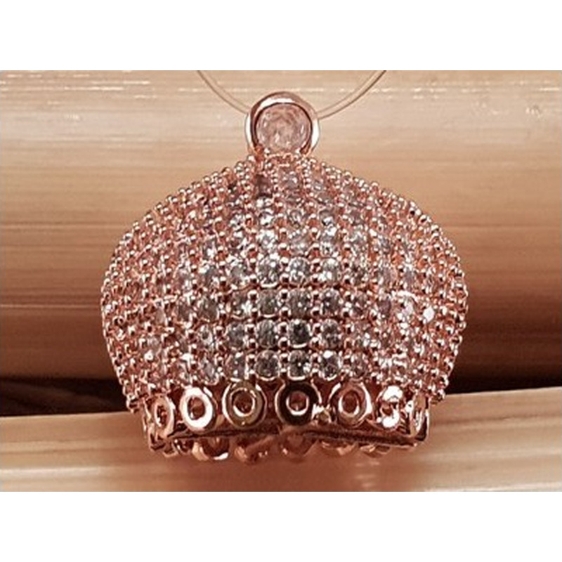 Perlenkappe, Messing rosegoldfarben, Strass