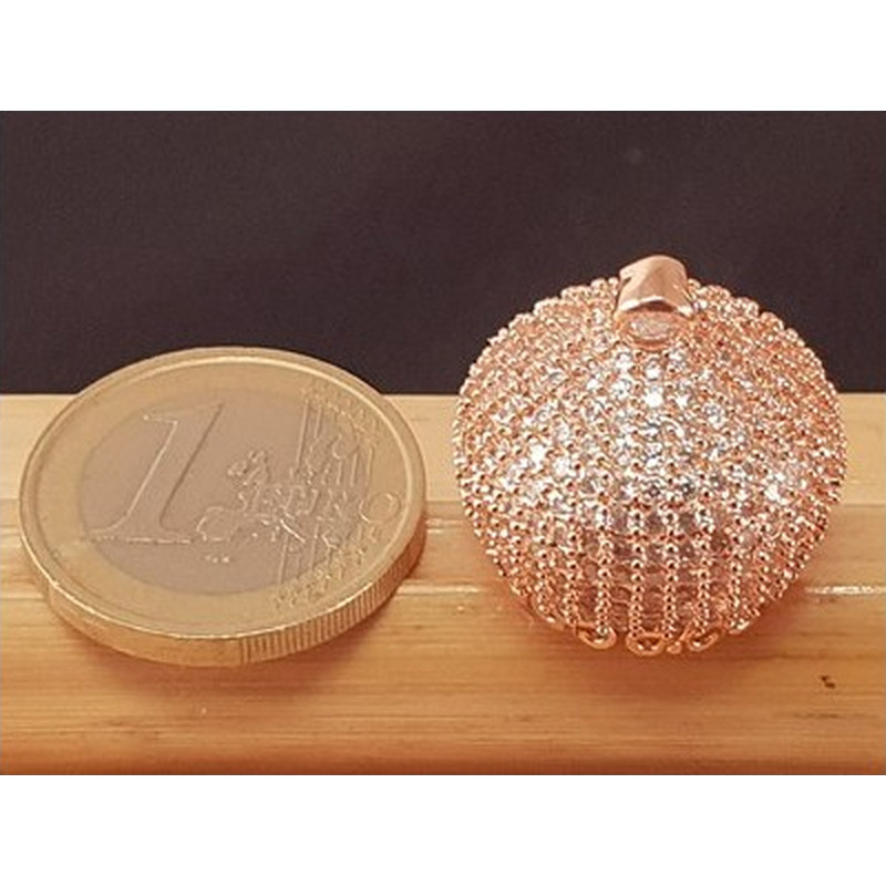 Perlenkappe, Messing rosegoldfarben, Strass