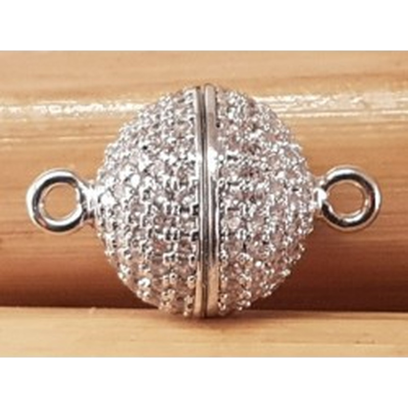 Magnetschliesse 8mm silberfarben, Strass, geklebt