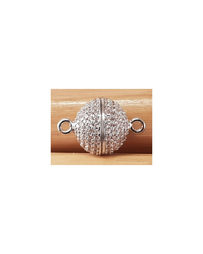 Magnetschliesse 8mm silberfarben, Strass, geklebt