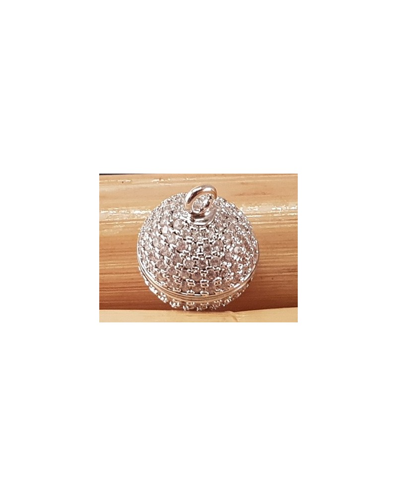 Magnetschliesse 8mm silberfarben, Strass, geklebt