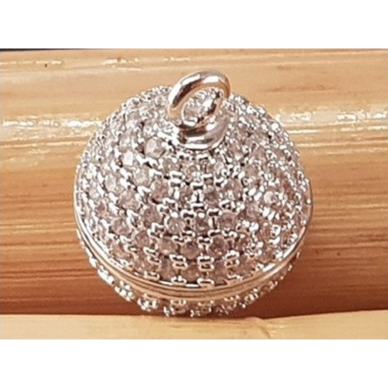 Magnetschliesse 14mm silberfarben, Strass, geklebt