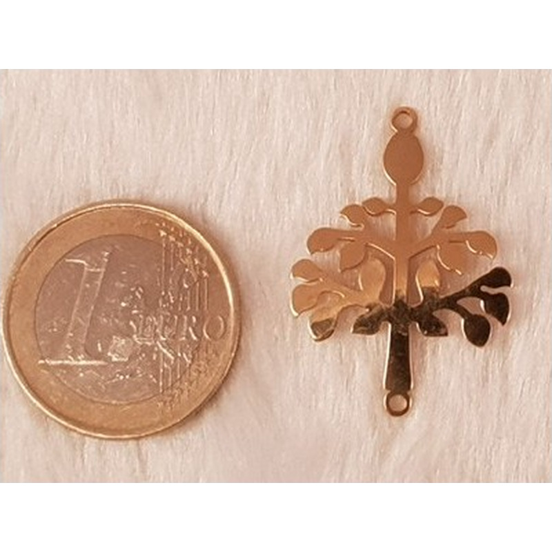 Zwischenteil-Link, Lebensbaum 30mm, Edelstahl gold