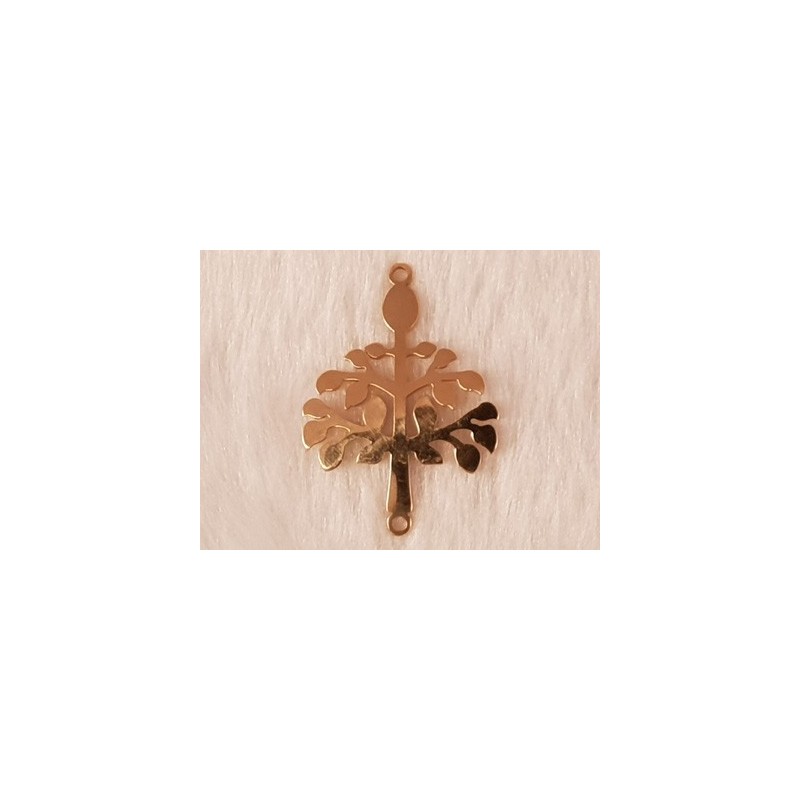Zwischenteil-Link, Lebensbaum 30mm, Edelstahl gold