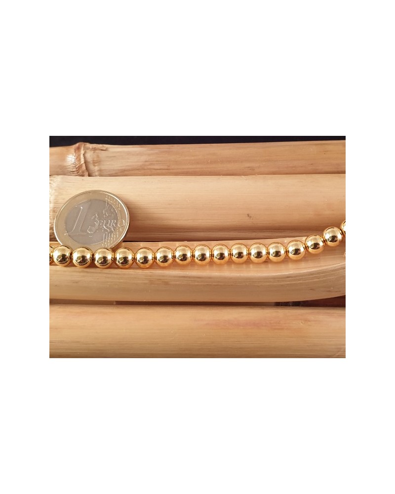 Blutsteinkette Gold (Hämatit) 6mm