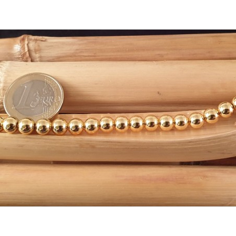 Blutsteinkette Gold (Hämatit) 6mm