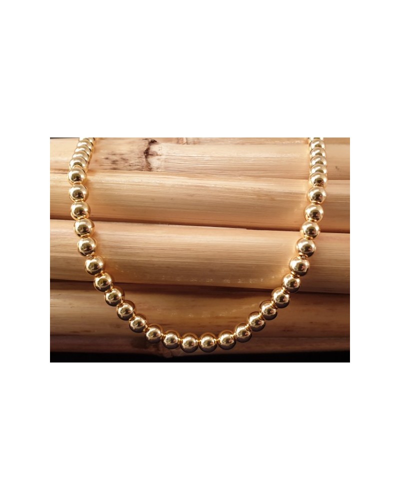 Blutsteinkette Gold (Hämatit) 6mm